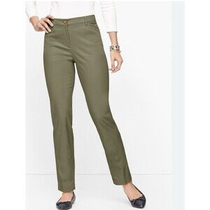 TALBOTS The Perfect Chino Pants Size 14 Army Green NEW Straight Leg Casual Work